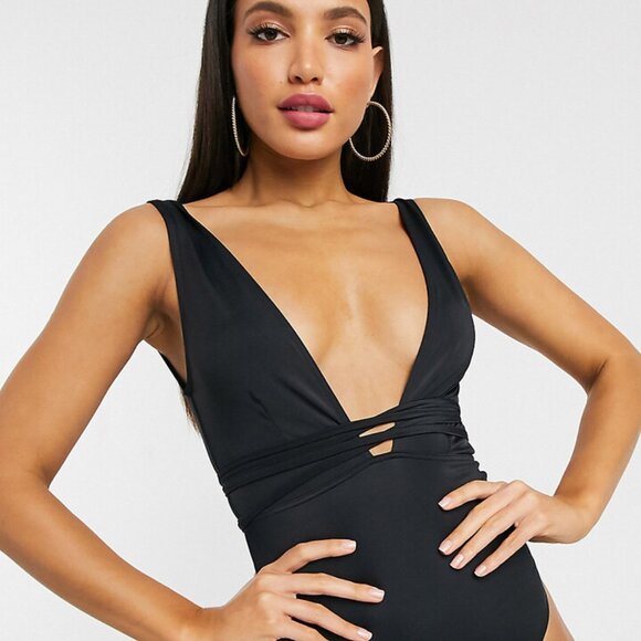 ASOS Black Belted One Piece Swimsuit - Picture 3 of 3